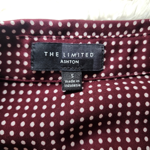 The Limited Ashton Small Shirt Maroon Pink Polka Dot - Picture 3 of 4